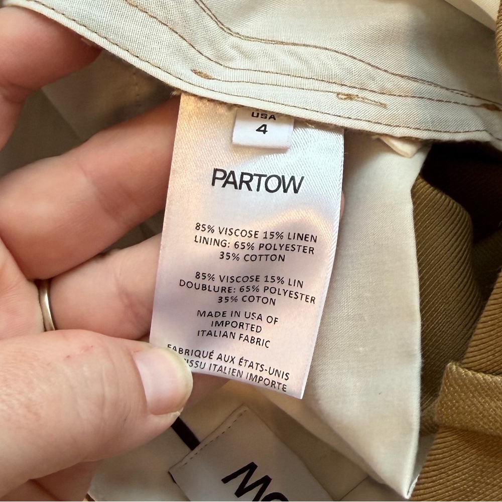 Partow Trousers Jimson Linen Blend Wide Leg Pleated Brown Size 4 - Picture 3 of 10